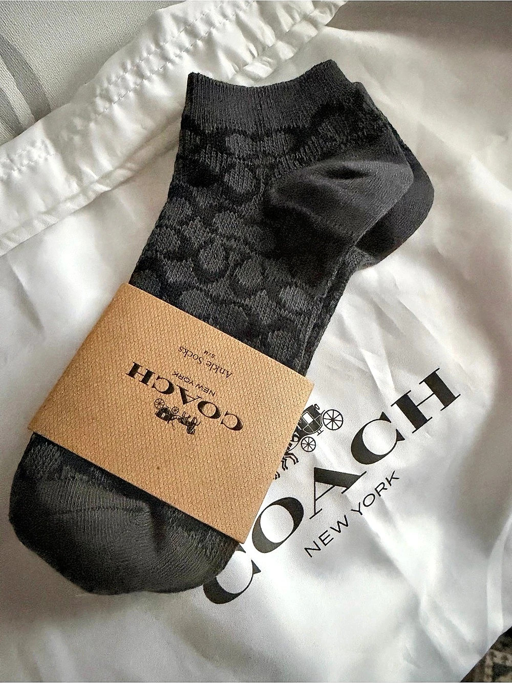 Coach Signature Cankle Socks Black S/M NWT